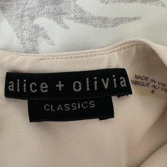 Alice + Olivia Dress Women’s 6 Cream Palmira Tiered Crepe Mini Sleeveless - Picture 4 of 9